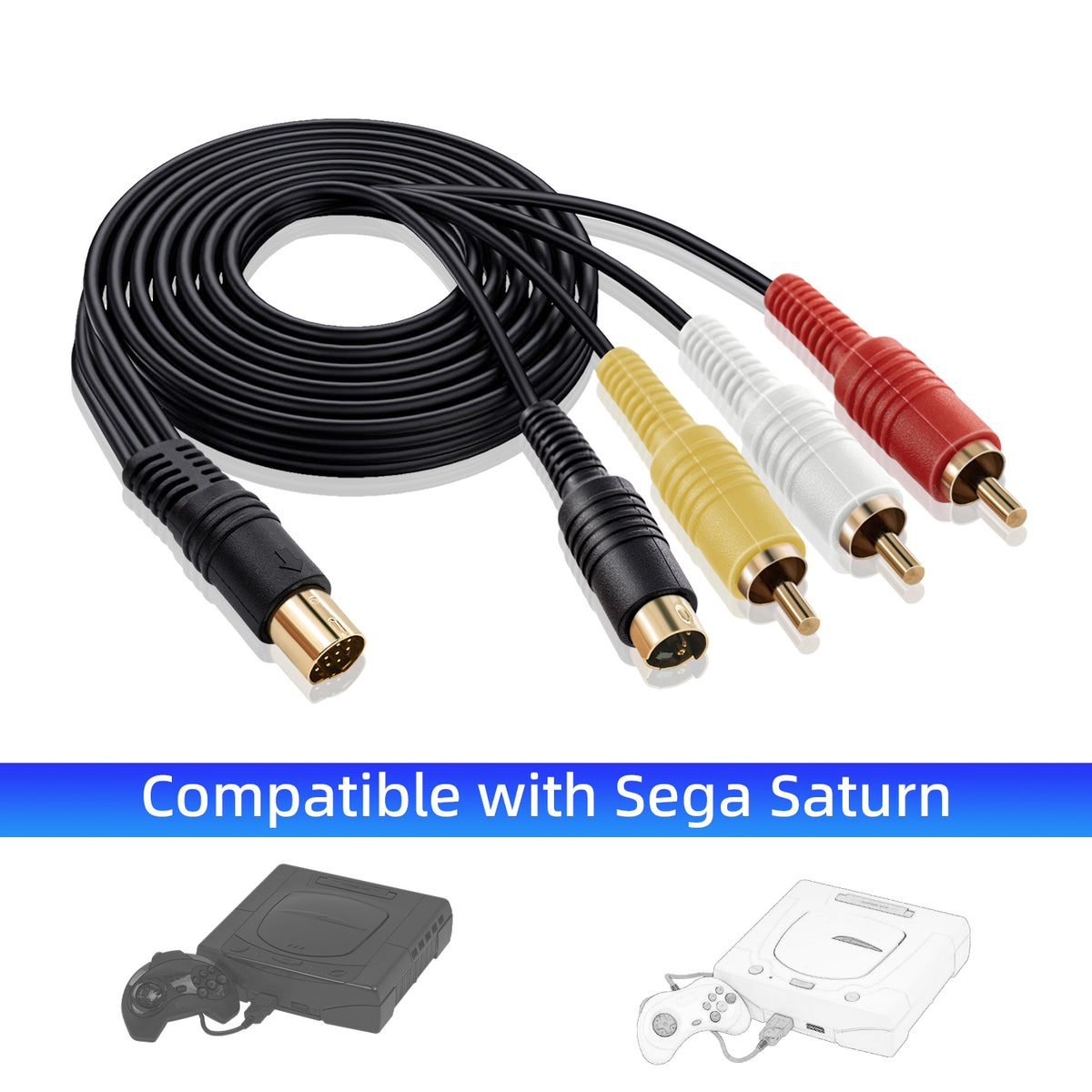 Sega Saturn Cable New RCA/Peritel AV Cable For Sega Saturn Console Replacement 1042670