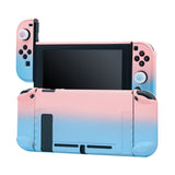 Latest Project Design Dockable Protective Case Shell with for Joy-con Faceplate and Thumb Cap for Nintendo Switch Pink/Blue
