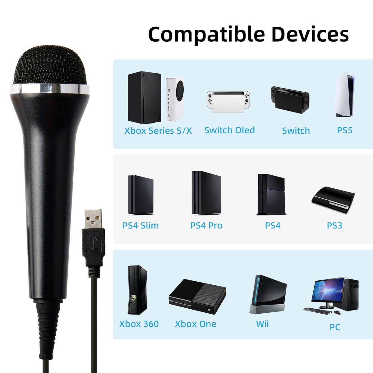 Universal USB Audio Handheld Wired Microphone Mic for PS5 for PS4 Slim