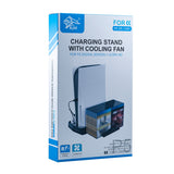 For PS5 DE/UHD Cooling Stand With 14 Game CD Storage Bracket for PS5 Dual Controller Charger Charging Station