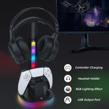 RGB Headset and Controller Stand with Charging for PS5/PS5 Elite Controller-Black-(P5-2029)