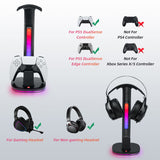 RGB Headset and Controller Stand with Charging for PS5/PS5 Elite Controller-Black-(P5-2029)