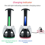 RGB Headset and Controller Stand with Charging for PS5/PS5 Elite Controller-Black-(P5-2029)