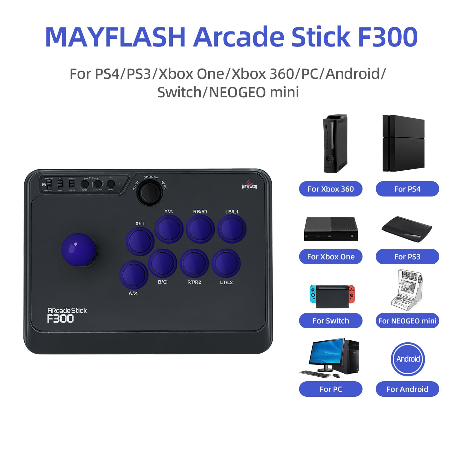 Mayflash ジョイスティック F300 Amazon.com: MAYFLASH F300 Arcade Fight Stick Joystick for