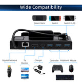 6 In 1 Dock Station with RJ45 LAN Port for Steam Deck/Nintendo Switch/Switch OLED -Black (SD02)