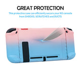 Latest Project Design Dockable Protective Case Shell with for Joy-con Faceplate and Thumb Cap for Nintendo Switch Pink/Blue