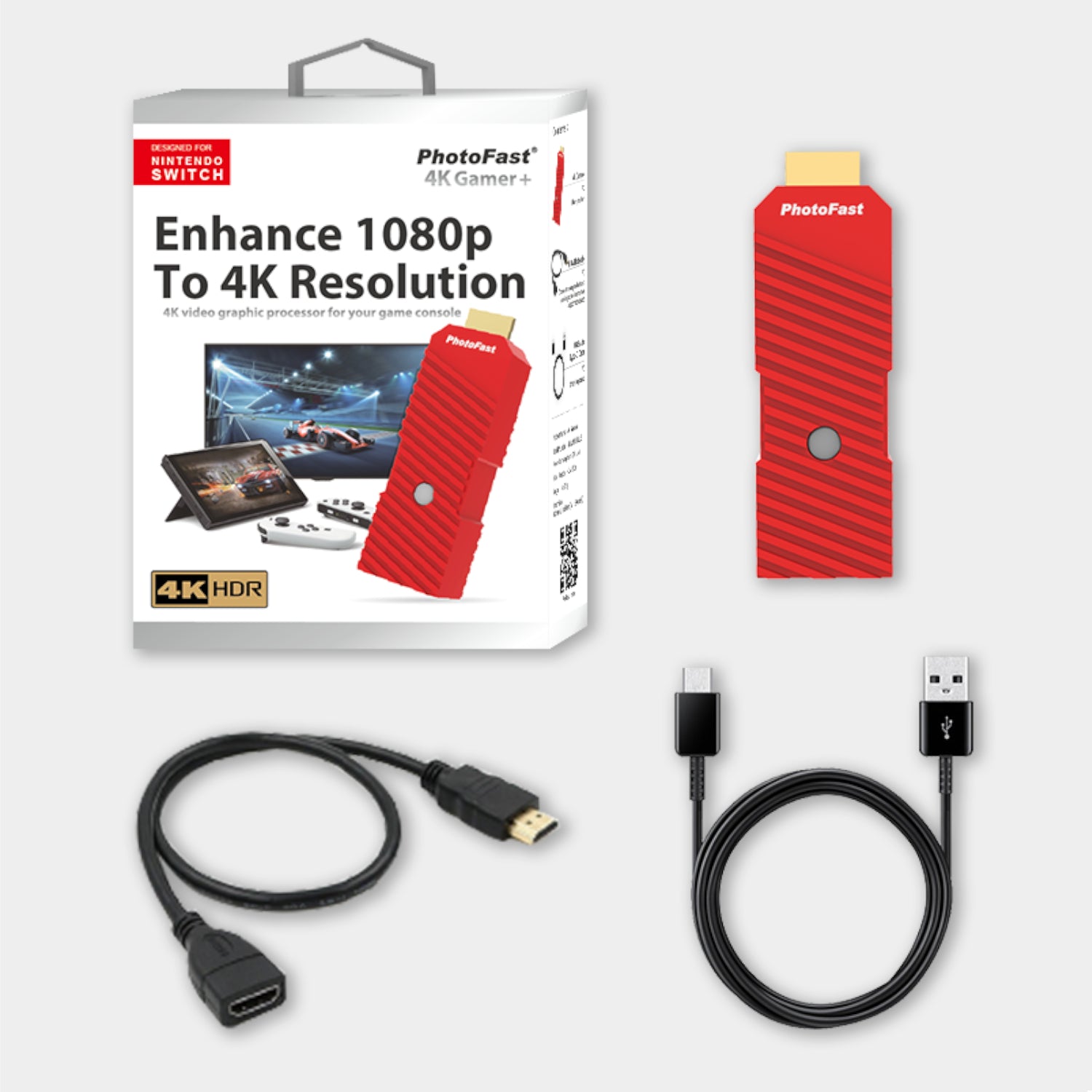 PhotoFast 4K Gamer+ Enhance 1080p to 4R Resolution Adapter for Nintend