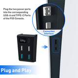 1-to-5 USB Hub For PS5 DE/UHD Gaming Console - Black (HBP-308)