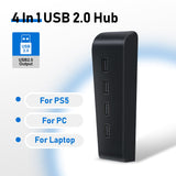DOBE 1-TO-4 USB 2.0 HUB FOR PS5 GAMING CONSOLE BLACK (TP5-0576)