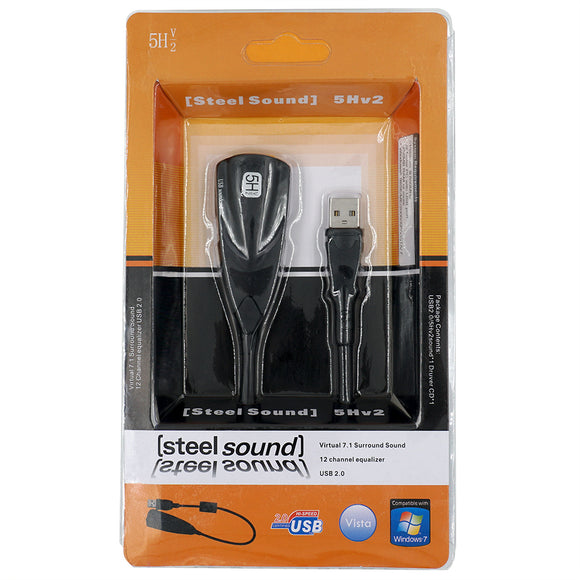 5hv2 Multi-Function USB Virtual 7.1 Channel External Stereo Sound Card Adapter For PC