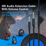 2M Audio Extension Cable with Volume Control for Logitech Astro A10/A30/A40 Gaming Headset