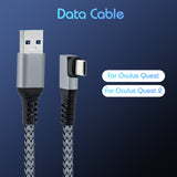 6m Right Angle Braided Type-C to USB3.0 Fast Charging and Date Transfer Cable for Oculus Quest /Quest 2/Type-C Port Devices Compatible for Oculus Quest 2 or Oculus Quest for Mobile Phone for Macbook for iPad