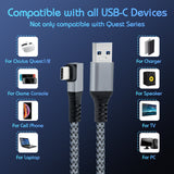 6m Right Angle Braided Type-C to USB3.0 Fast Charging and Date Transfer Cable for Oculus Quest /Quest 2/Type-C Port Devices Compatible for Oculus Quest 2 or Oculus Quest 3 for Mobile Phone for Macbook for iPad