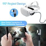 6m Right Angle Braided Type-C to USB3.0 Fast Charging and Date Transfer Cable for Oculus Quest /Quest 2/Type-C Port Devices Compatible for Oculus Quest 2 or Oculus Quest for Mobile Phone for Macbook for iPad