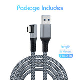 6m Right Angle Braided Type-C to USB3.0 Fast Charging and Date Transfer Cable for Oculus Quest /Quest 2/Type-C Port Devices Compatible for Oculus Quest 2 or Oculus Quest for Mobile Phone for Macbook for iPad